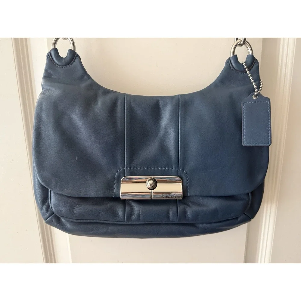 VTG Coach Kristin Blue Leather Convertible Shoulder Pristine Condition